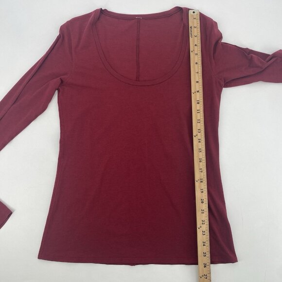 Lululemon Size M (NO SIZE TAG) Red Maroon Anahatasana Scoop Long Sleeve Tee Pima - Picture 4 of 13